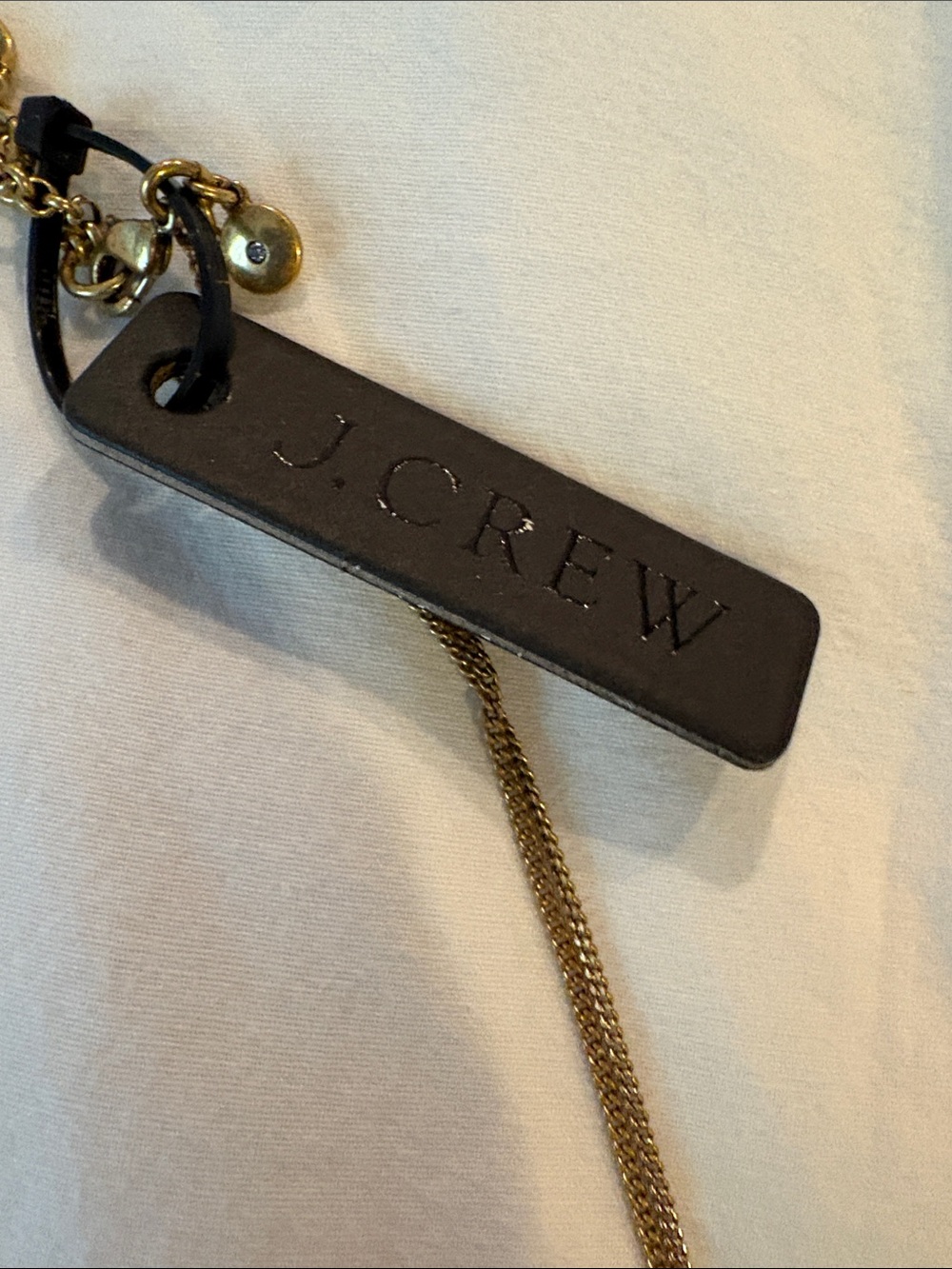 J. Crew Gold Chain with Tortoiseshell Links and Jeweled Heart Pendant - Picture 2 of 2